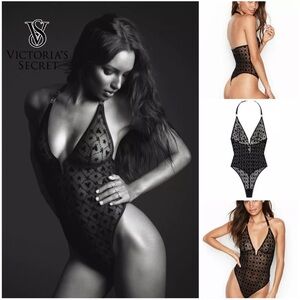 Black Victoria's Secret Very Sexy Low Front Backless Mesh Bodysuit size XS